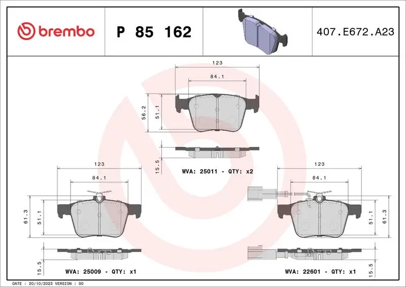 BREMBO P85162 Arka Fren Balatası resmi