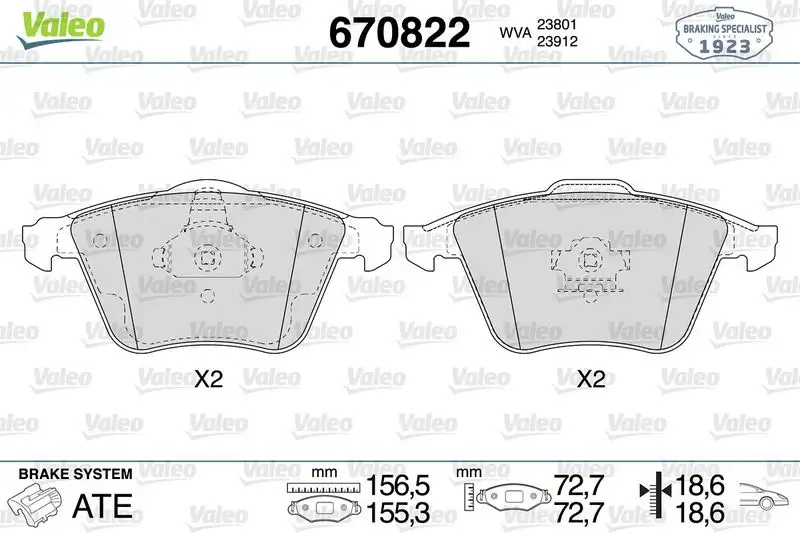 VALEO 670822 Ön Fren Balatası resmi