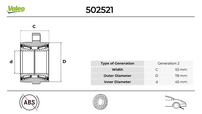 VALEO 502521 Ön Aks Rulmanı resmi