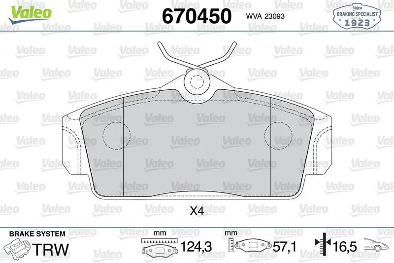 VALEO 670450 Ön Fren Balatası resmi