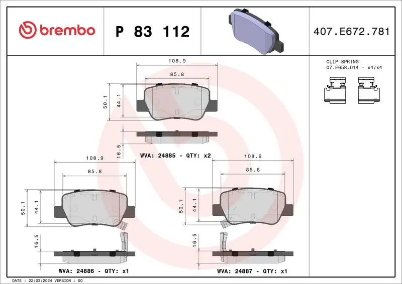 BREMBO P83112 Arka Fren Balatası resmi