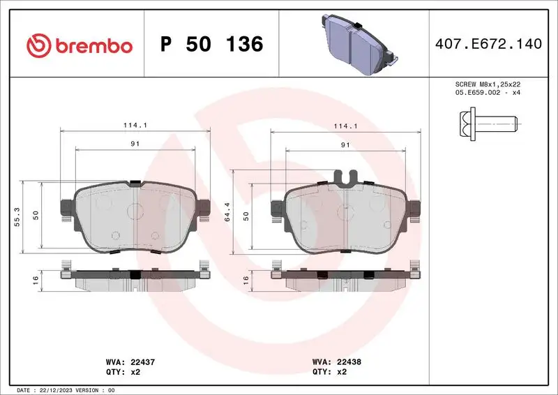 BREMBO P50136 Arka Fren Balatası resmi