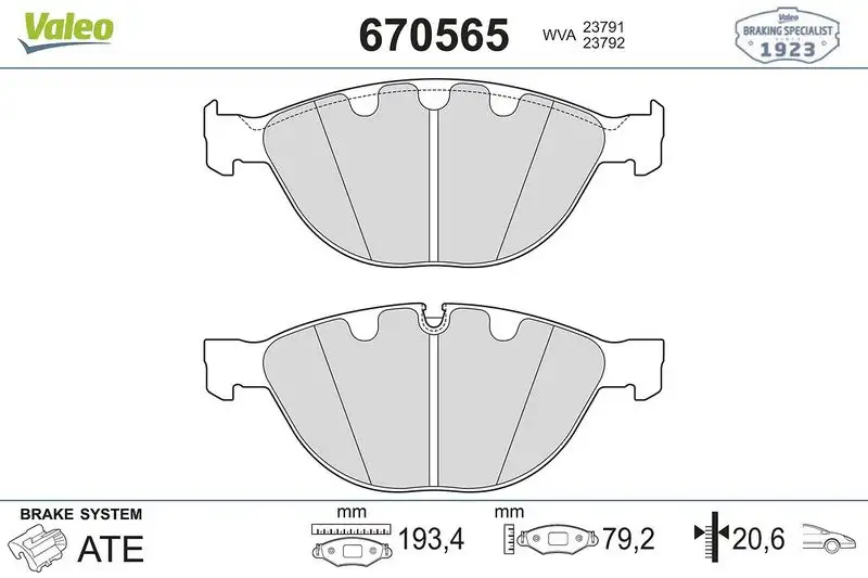 VALEO 670565 Ön Fren Balatası resmi