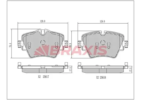 BRAXIS AA0754 Ön Fren Balatası 34106884492 resmi