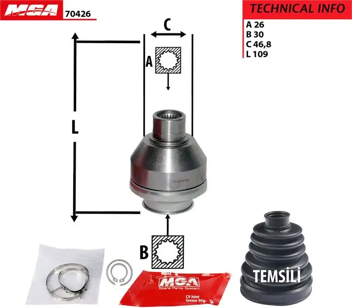 MGA 70426 Aks Kafası (Sol İç) 7H0498103C resmi