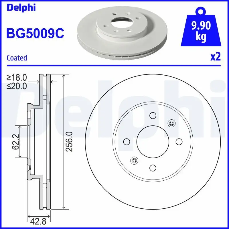 DELPHI BG5009C Ön Fren Diski 51712G6300 resmi