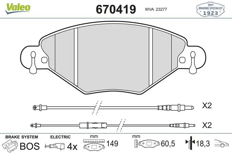 VALEO 670419 Ön Fren Balatası resmi