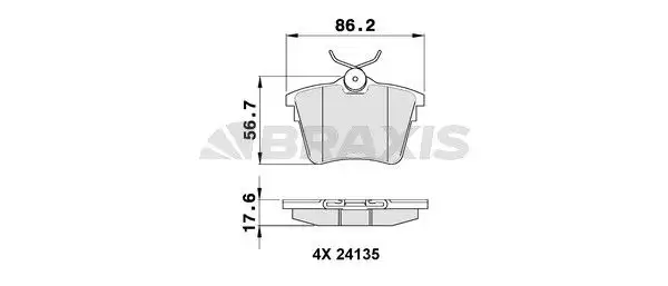 BRAXIS AA0105 Arka Fren Balatası resmi