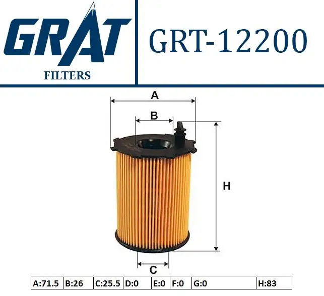 GRAT 12200 Yağ Filtresi 2S6Q6714AB resmi