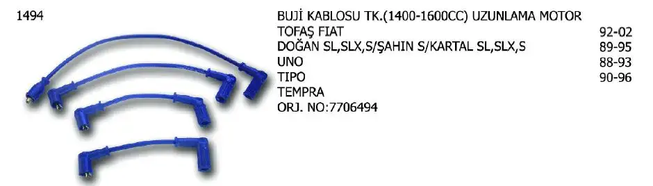 ÜNÜVAR 1494 Buji Kablosu 7706494 resmi