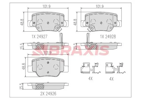 BRAXIS AB0618 Arka Fren Balatası 044660F010 resmi