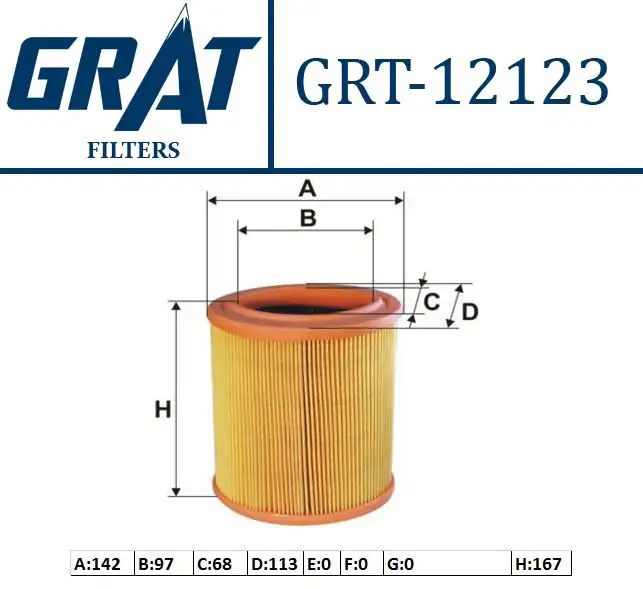 GRAT 12123 Hava Filtresi 1444F0 resmi