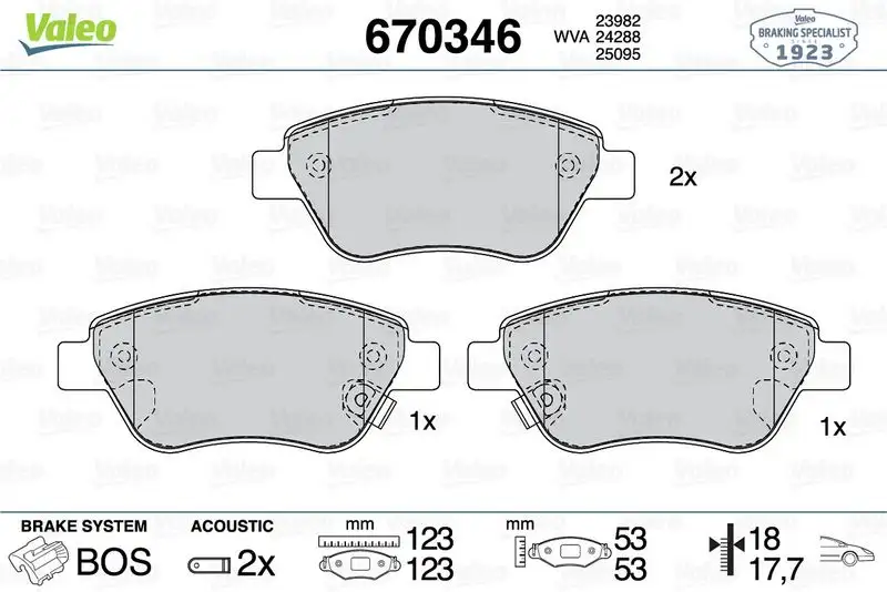 VALEO 670346 Ön Fren Balatası 95513810 resmi
