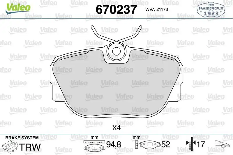 VALEO 670237 Ön Fren Balatası resmi