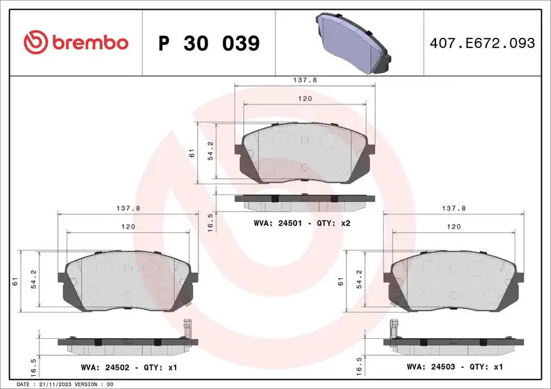BREMBO P30039 Ön Fren Balatası resmi