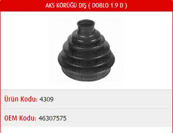 MASTER M4309 Dış Aks Körüğü resmi