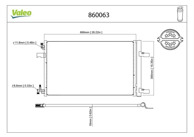 VALEO 860063 Klima Radyatörü 1850135 resmi