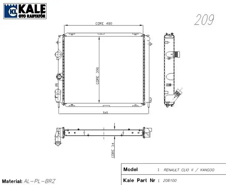 KALE 0534341AB Radyatör resmi