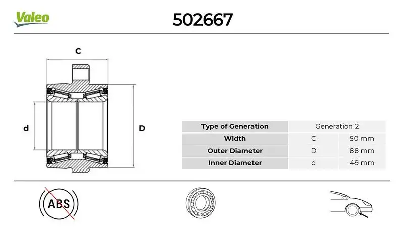VALEO 502667 Ön Aks Rulmanı resmi