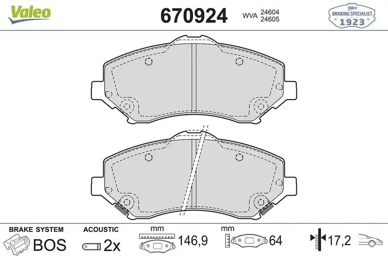 VALEO 670924 Ön Fren Balatası resmi