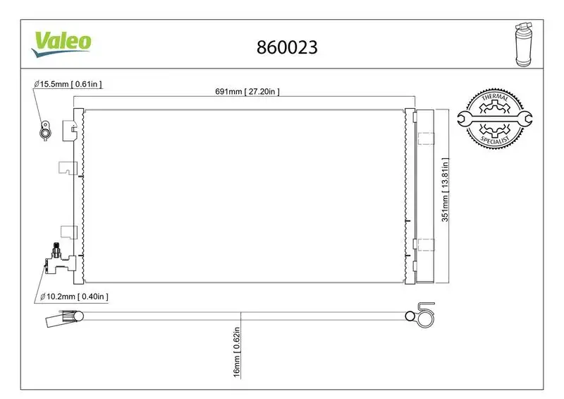 VALEO 860023 Klima Radyatörü 921100001R resmi