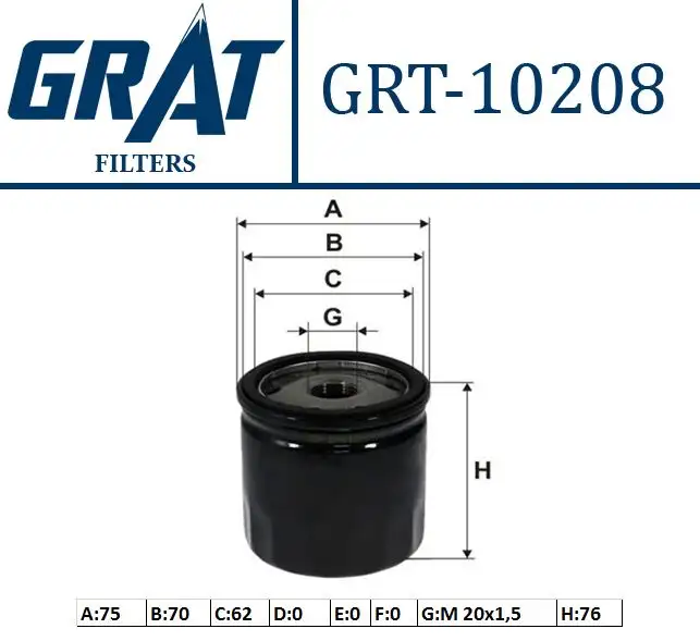 GRAT 10208 Yağ Filtresi 46805832 resmi