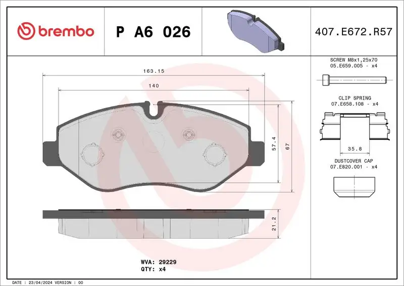BREMBO PA6026 Ön Fren Balatası resmi