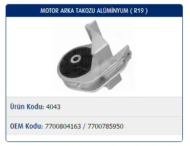 MASTER M4043 Motor Takozu (Arka) 7700804163 resmi