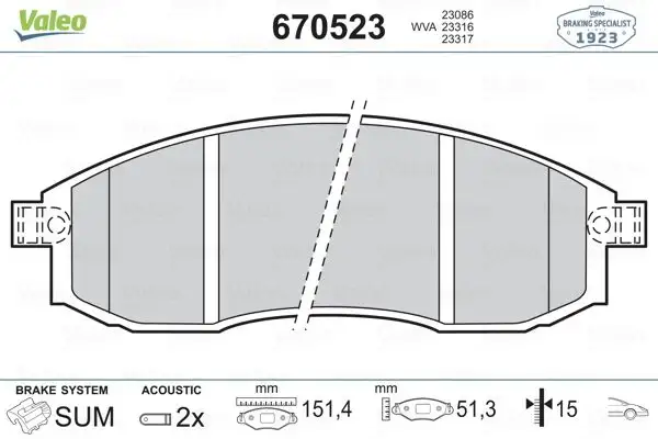 VALEO 670523 Ön Fren Balatası resmi