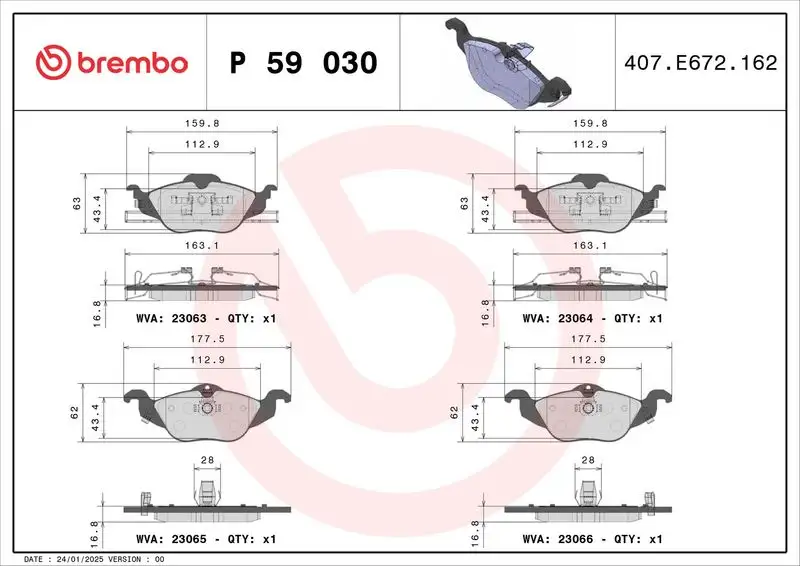 BREMBO P59030 Ön Fren Balatası resmi