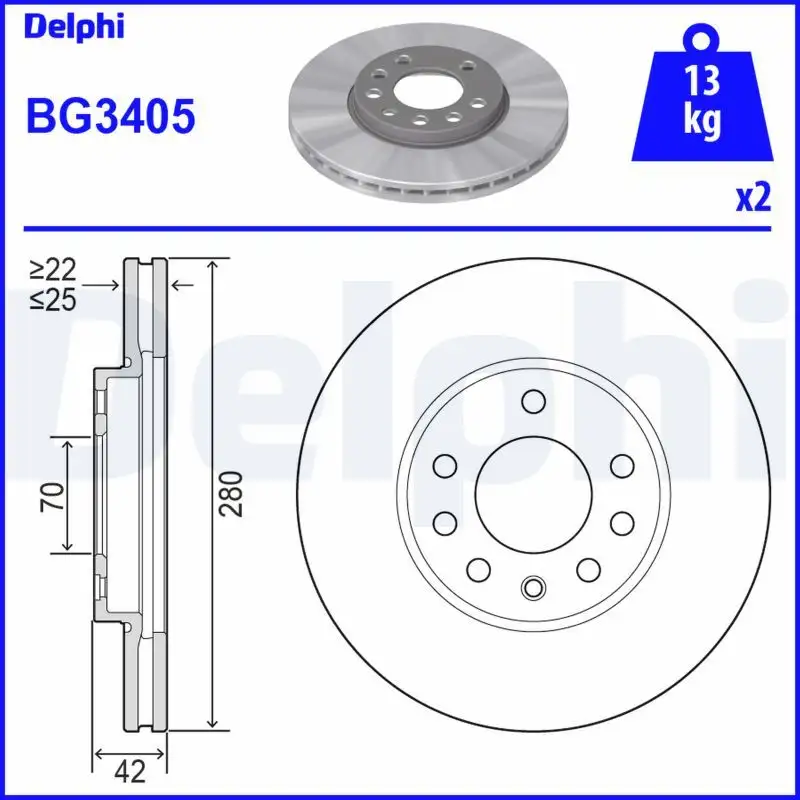 DELPHI BG3405 Ön Fren Diski resmi