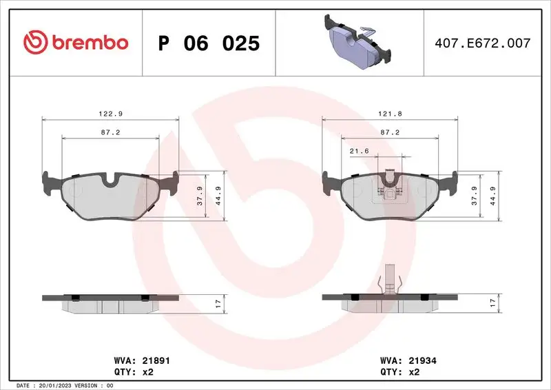 BREMBO P06025 Arka Fren Balatası resmi