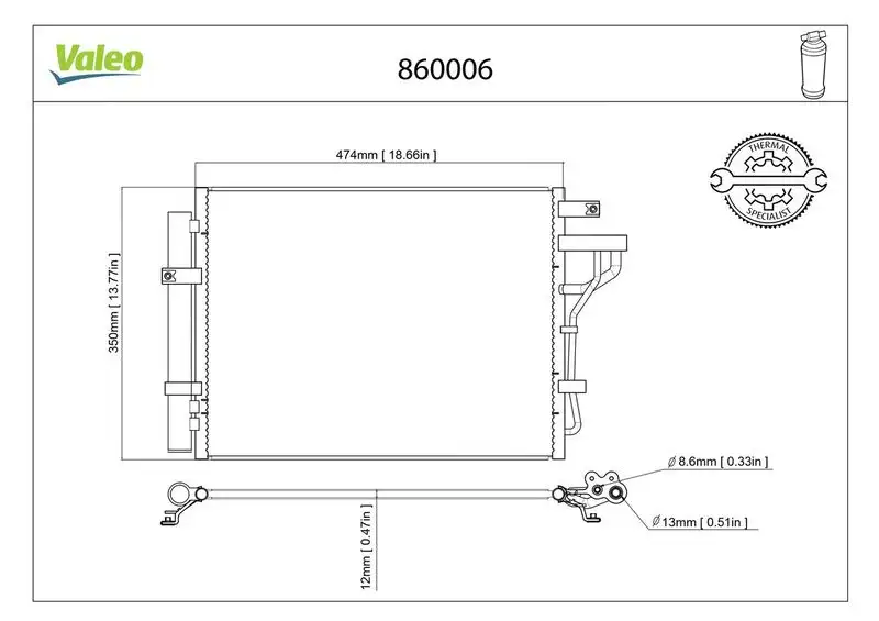 VALEO 860006 Klima Radyatörü 976061Y000 resmi