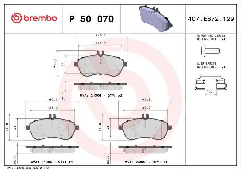 BREMBO P50070 Ön Fren Balatası resmi