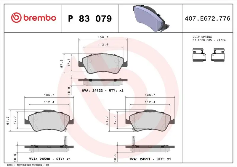BREMBO P83079 Ön Fren Balatası resmi