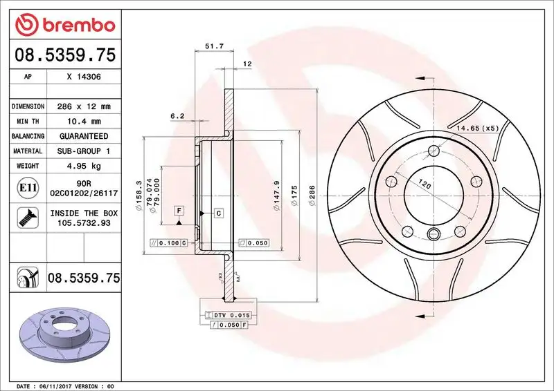BREMBO 08.5359.75 Ön Fren Diski resmi