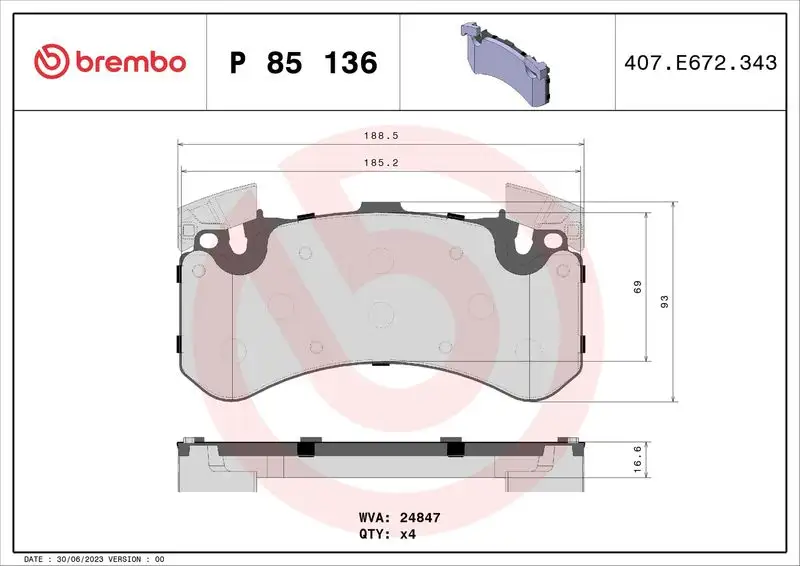 BREMBO P85136 Ön Fren Balatası resmi