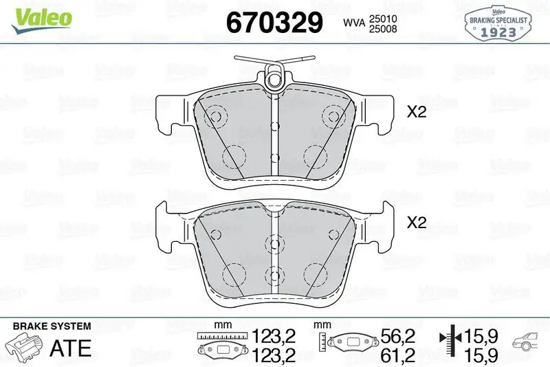VALEO 670329 Arka Fren Balatası resmi