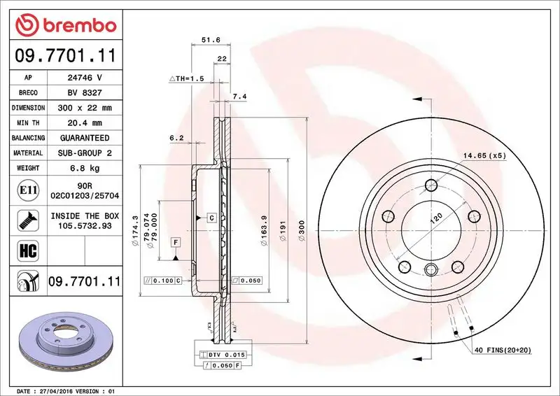 BREMBO 09.7701.11 Ön Fren Diski resmi