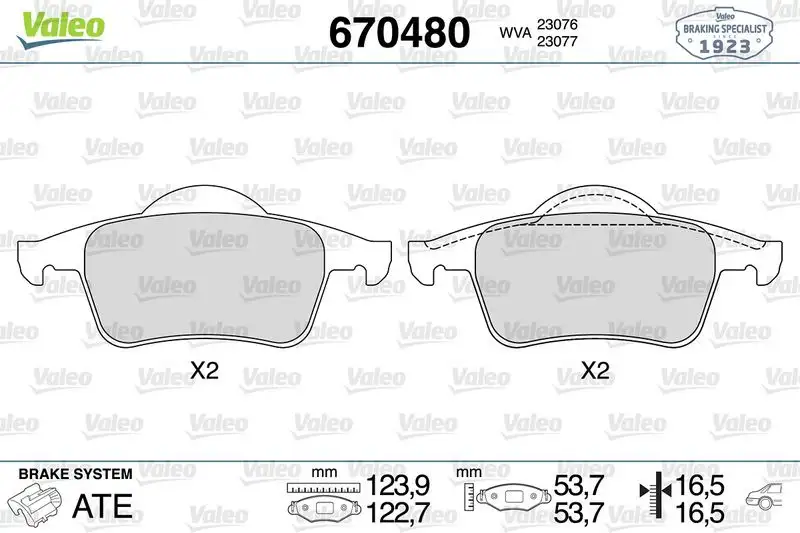 VALEO 670480 Arka Fren Balatası resmi