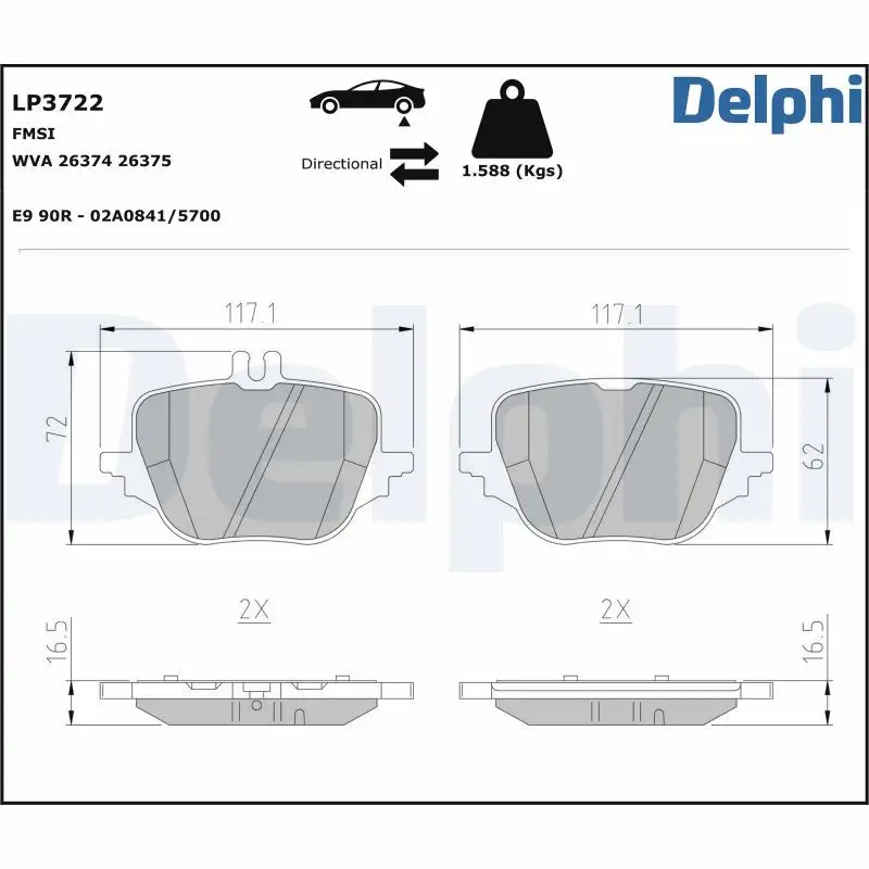 DELPHI LP3722 Arka Fren Balatası A0004209305 resmi