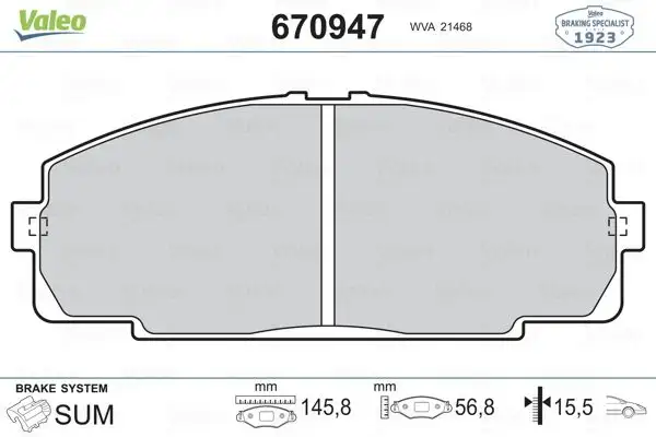 VALEO 670947 Ön Fren Balatası resmi
