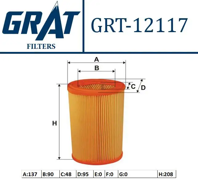 GRAT 12117 Hava Filtresi 1444A5 resmi