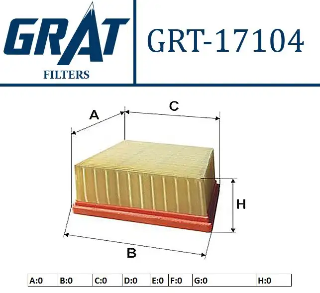 GRAT 17104 Hava Filtresi 8V219601A1A resmi