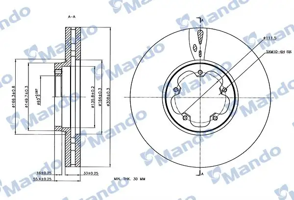 MANDO MBC035029 Ön Fren Diski resmi