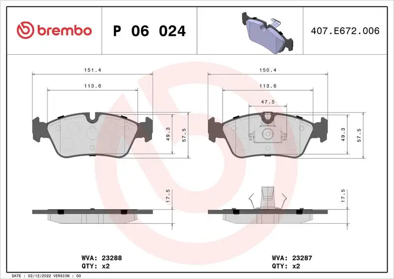 BREMBO P06024 Ön Fren Balatası resmi