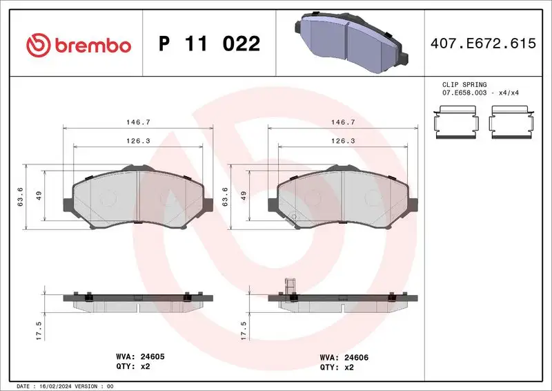 BREMBO P11022 Ön Fren Balatası resmi
