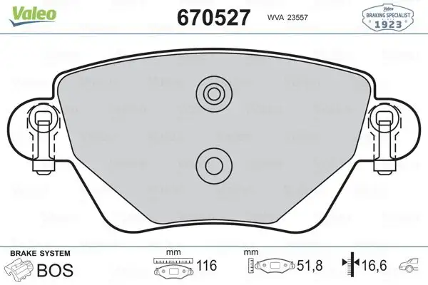 VALEO 670527 Arka Fren Balatası 8671016712 resmi