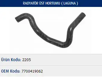 MASTER M2205 Radyatör Üst Hortumu 7700419062 resmi