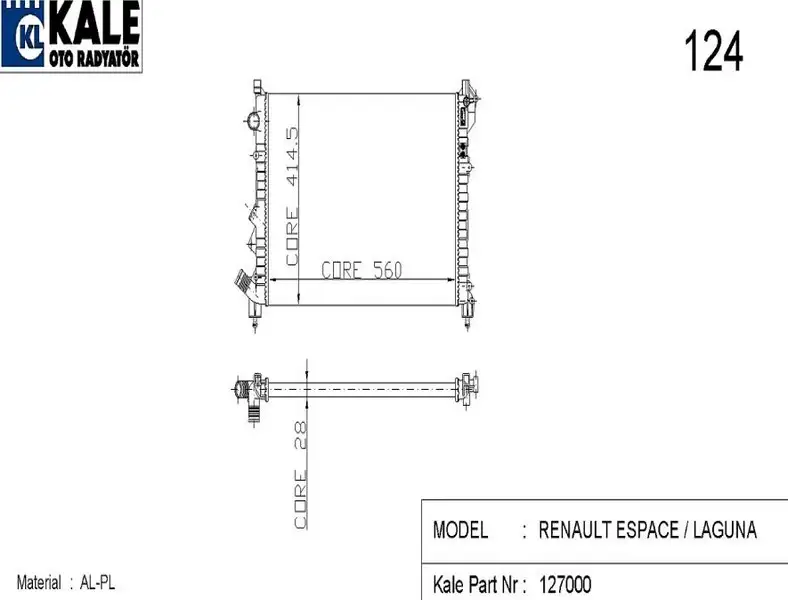 KALE 0529292AL Radyatör resmi